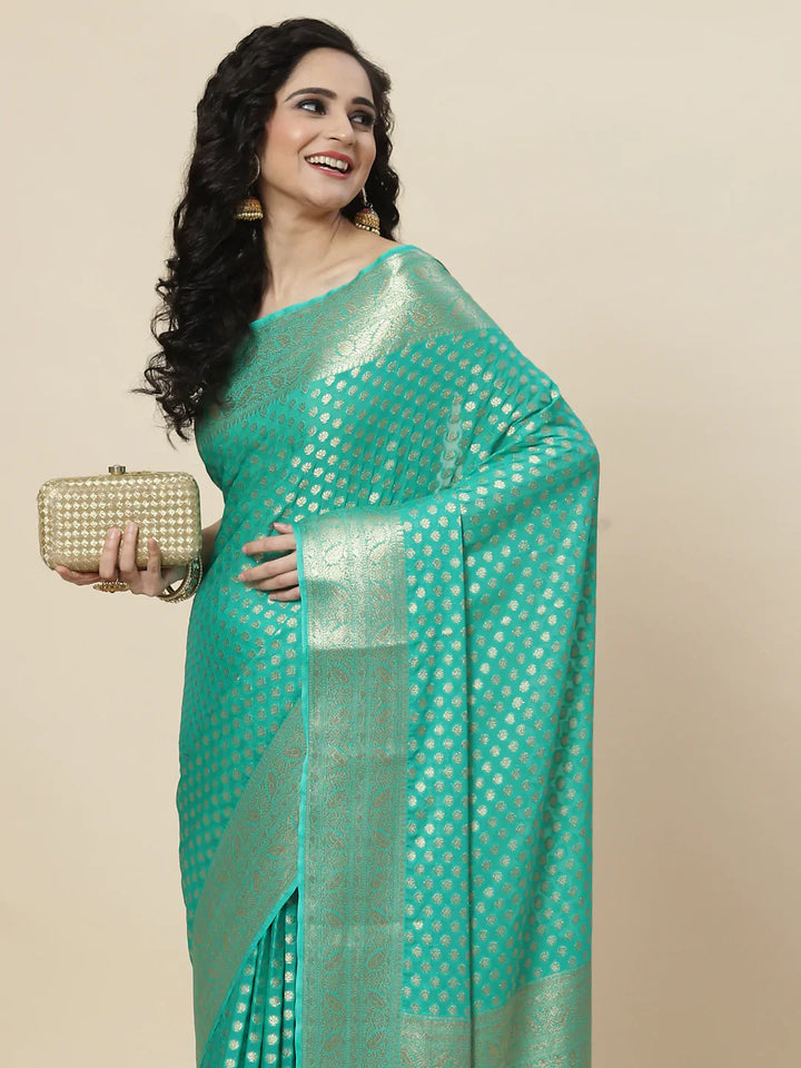 Zari Booti Georgette Plain saree