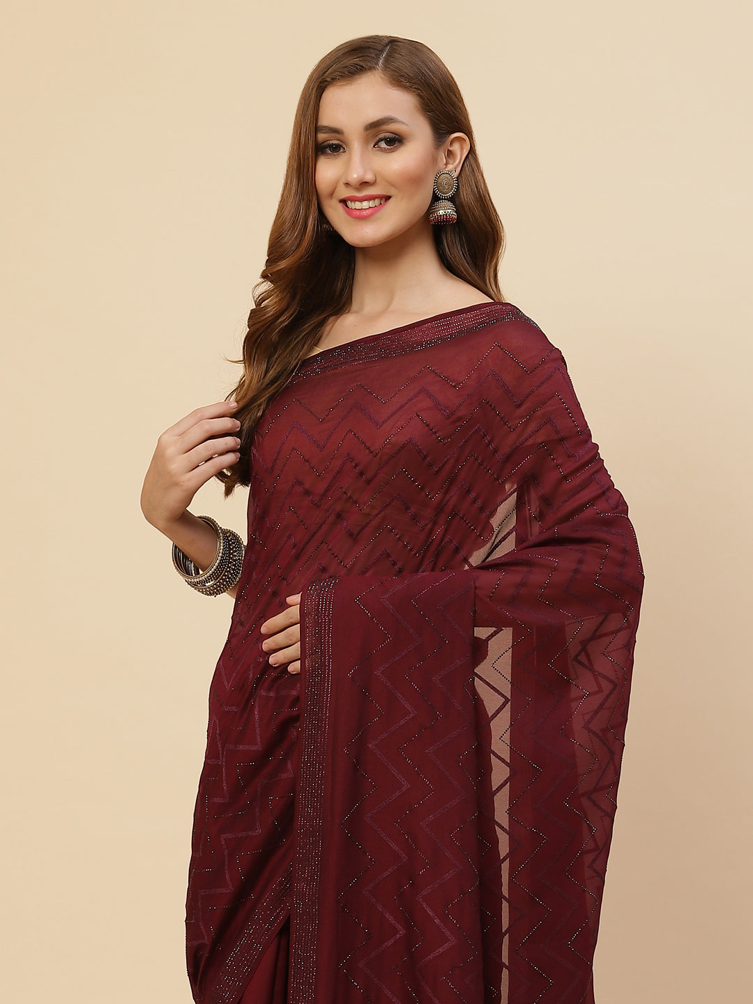 Swarovski Jaal Embroidered Georgette Saree