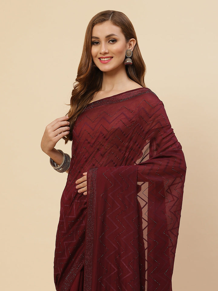 Swarovski Jaal Embroidered Georgette Saree