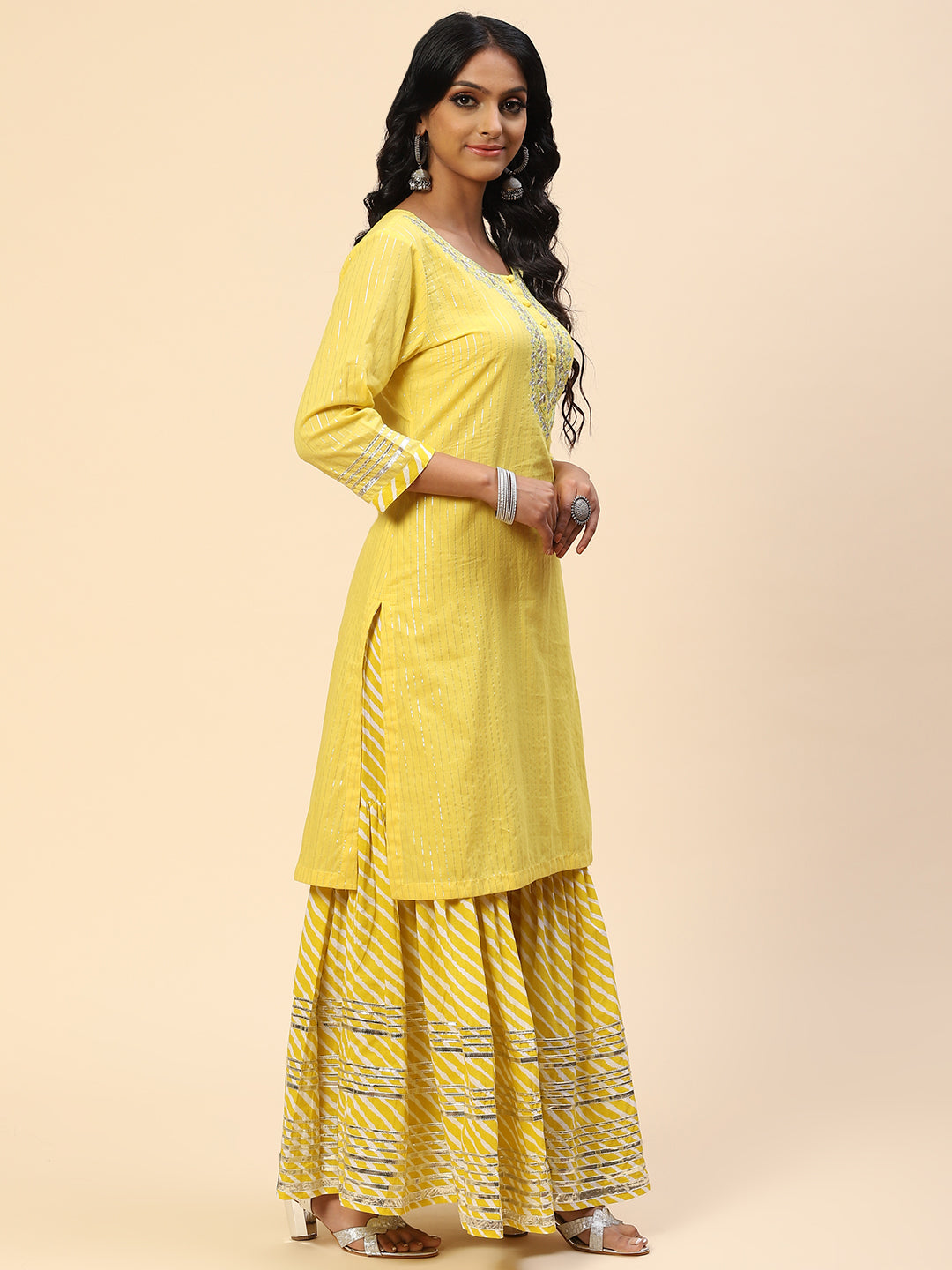 Zari Gota Work Cotton Kurta With Pants