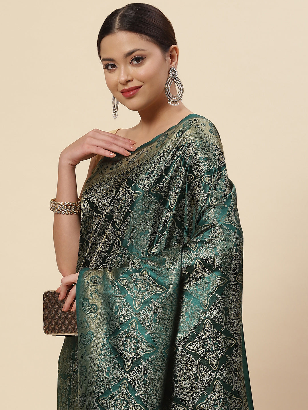 Zari Jaal Satin Woven Saree
