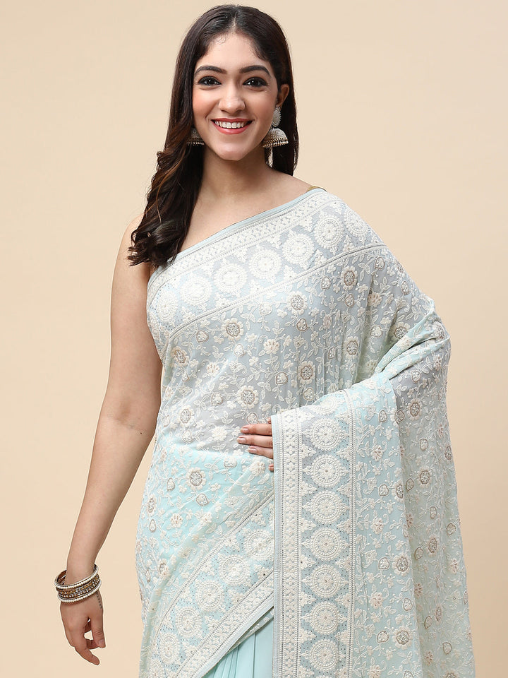 Embroidered Georgette Saree