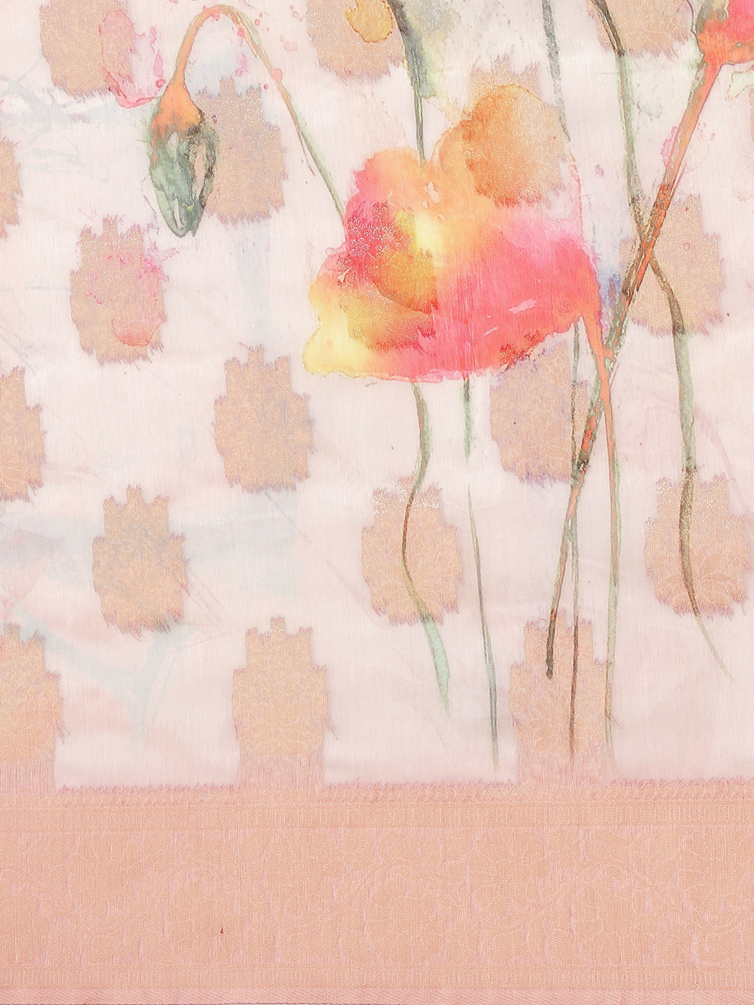 Digital Floral Banarasi Pallu Sarees Printed