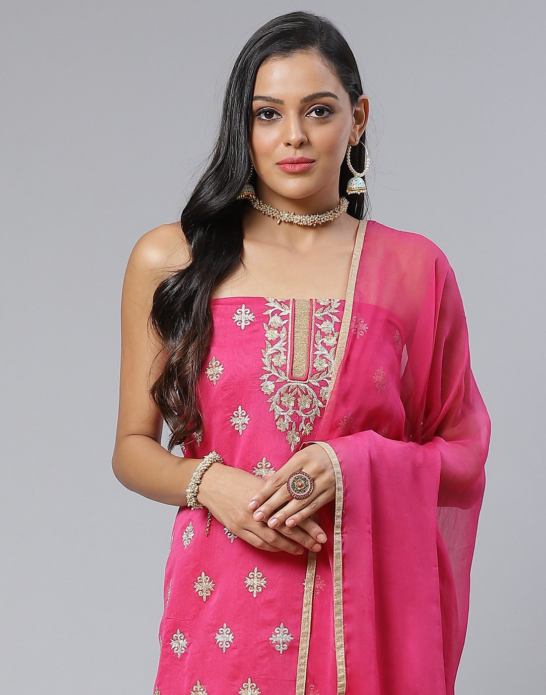 Chanderi Embroidered Suit Piece