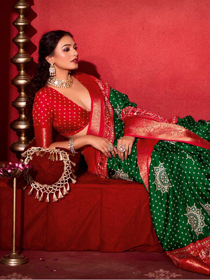 Bandhani Printed Art Silk Saree