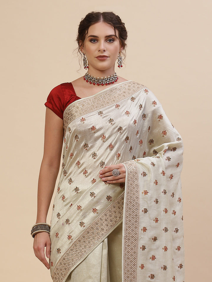 Resham Jaal Embroidered Art Tussar Saree