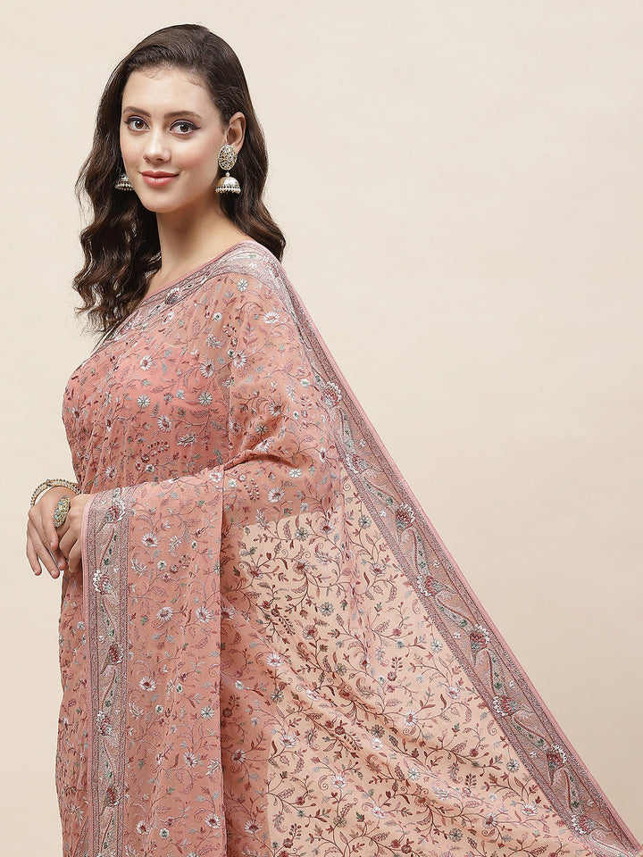 Resham Jaal Embroidery Georgette Saree