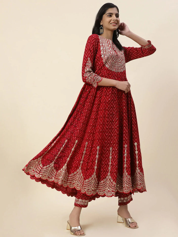 Neck Embroidered Cotton Kurta With Pants &amp; Dupatta