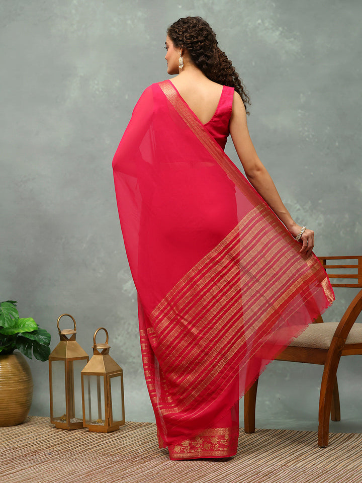 Woven Border Chiffon Woven Saree