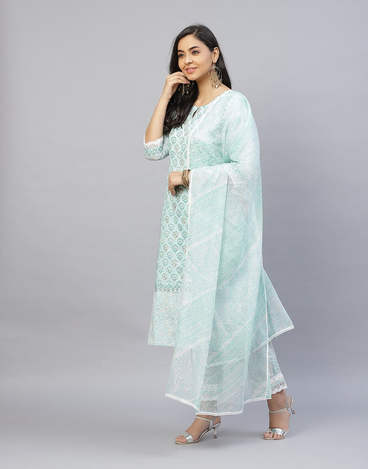 Printed Cotton salwar Kameez Stitched Suit With Kota Printed Dupatta