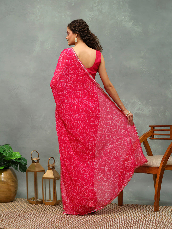 Bandhani Printed Georgette Saree