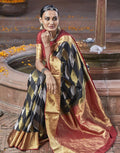 MBZ Meena Bazaar-Black Woven Handloom Saree