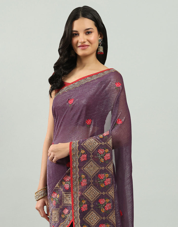Embroidery Border Organza Saree