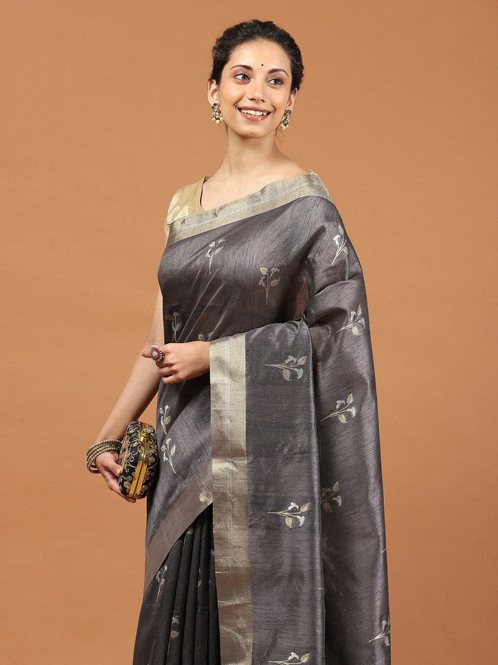 Woven Border Booti Art Silk Saree