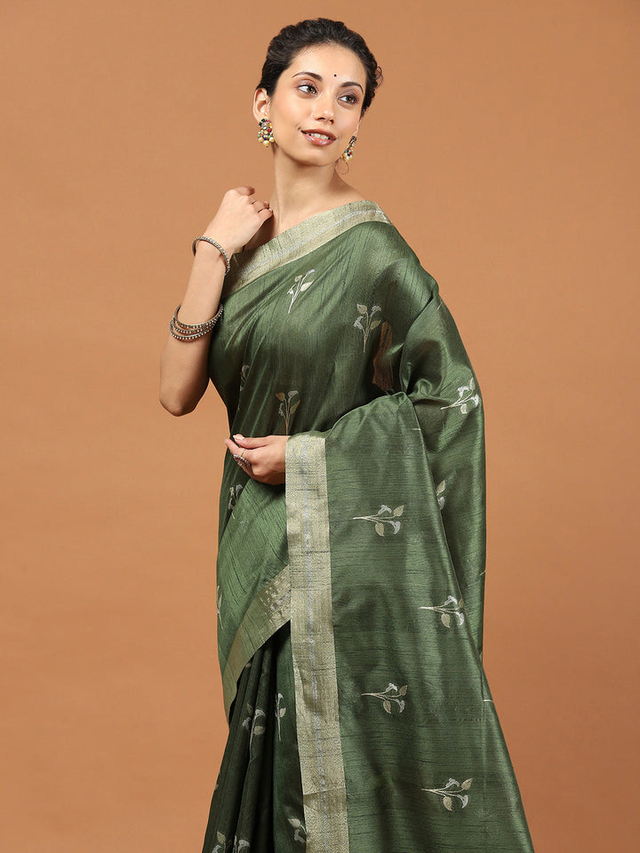Woven Border Booti Art Silk Saree