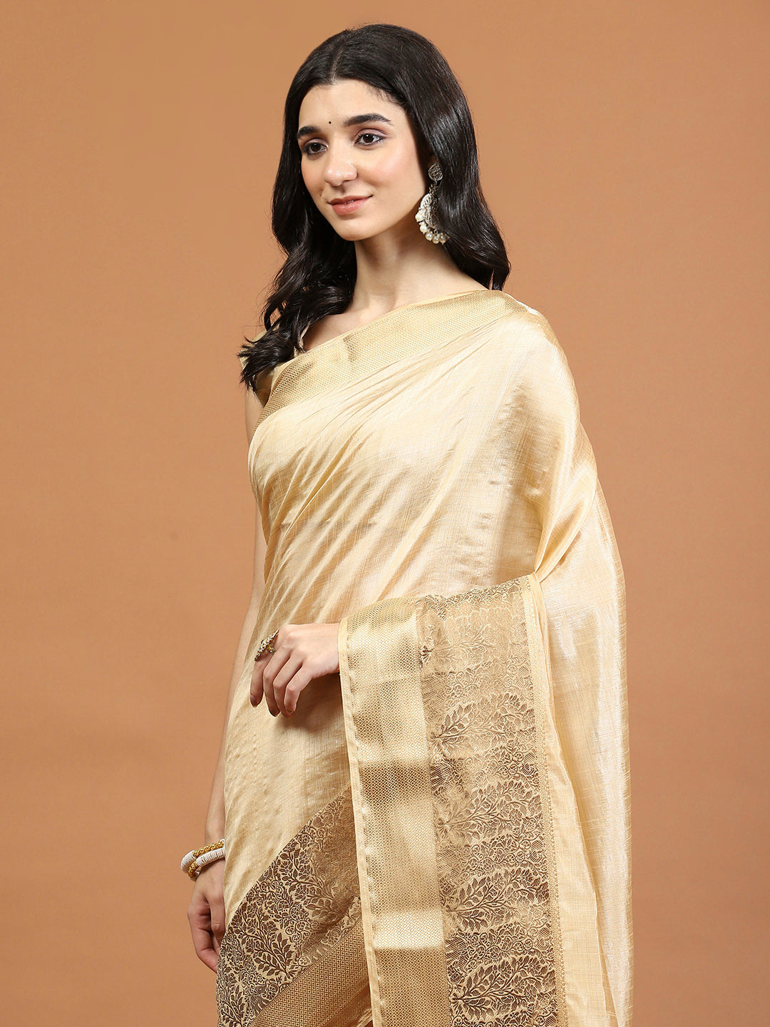 Zari Border Booti Art Silk Woven Saree