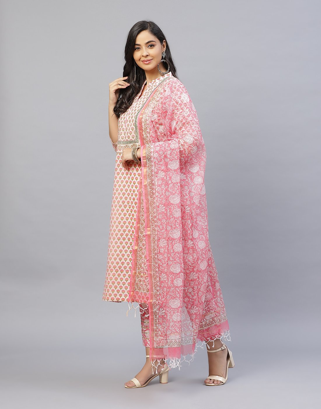 Printed Cotton salwar Kameez Stitched Suit With Kota Printed Dupatta