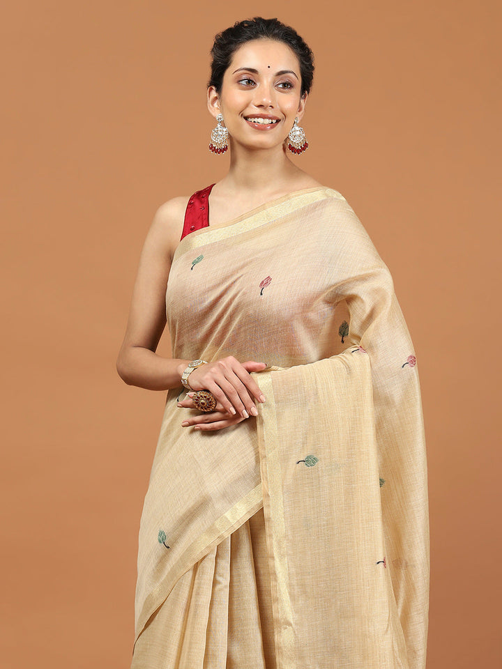 Woven Border Booti Art Silk Saree