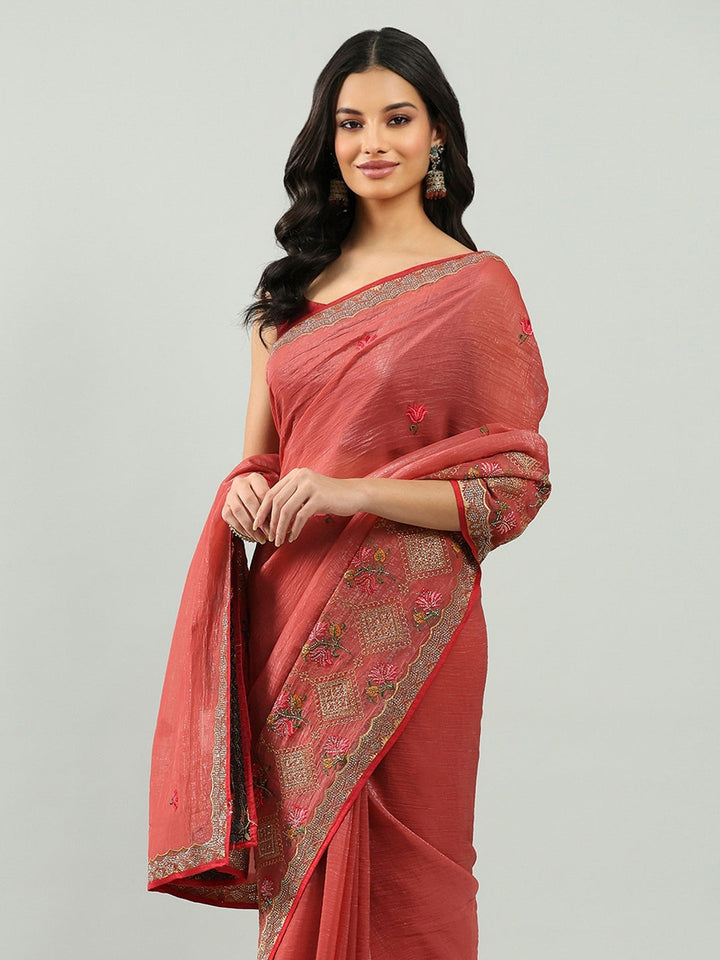 Embroidery Border Organza Saree