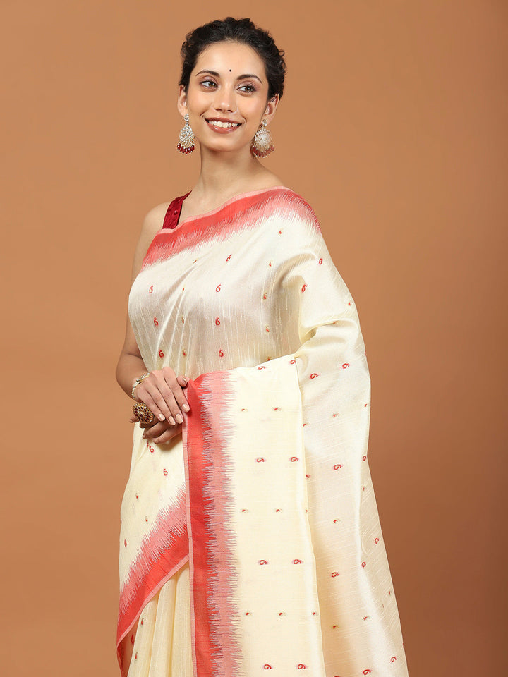 Woven Border Booti Art Silk Saree