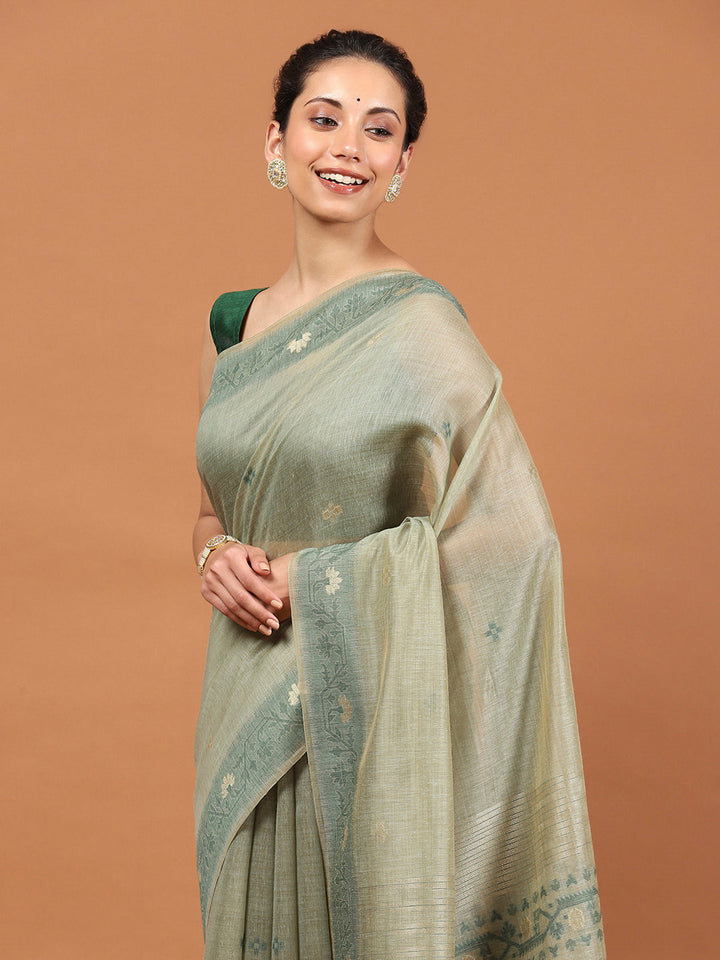 Woven Border Booti Art Silk Saree