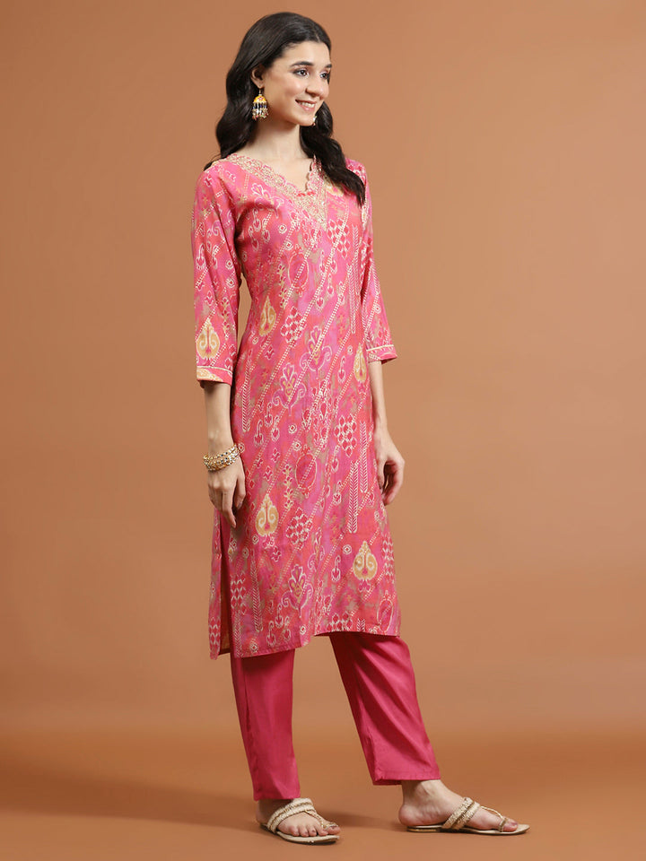 Printed Muslin Kurta With Pants