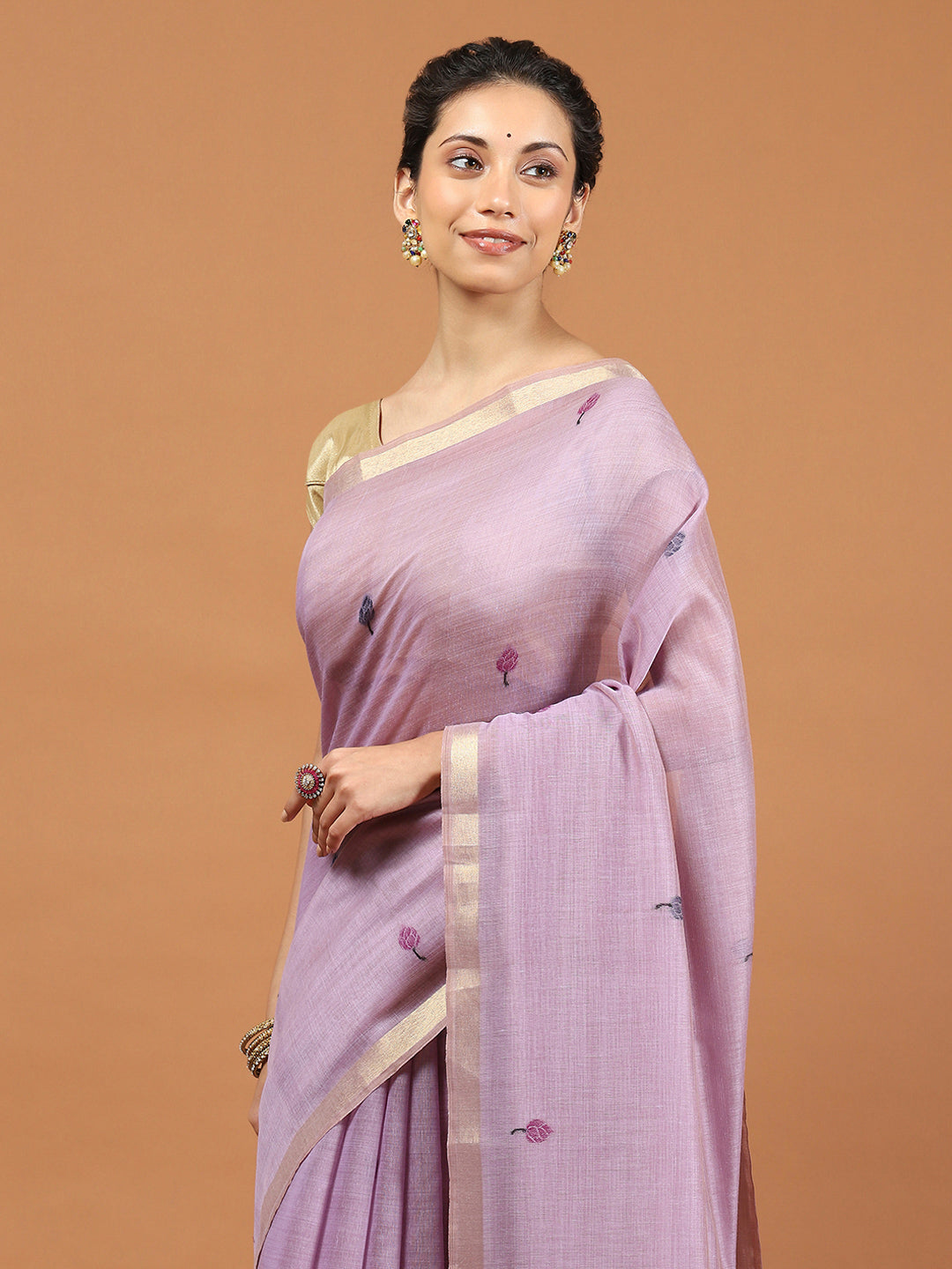 Woven Border Booti Art Silk Saree
