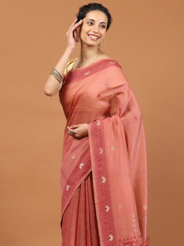 Woven Border Booti Art Silk Saree