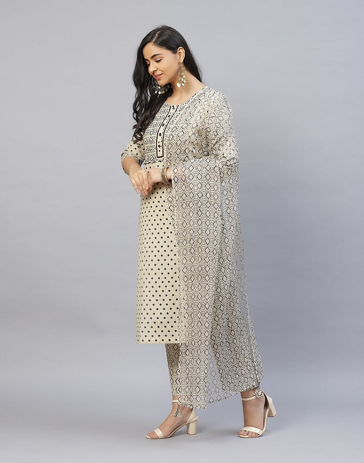 Printed Cotton salwar Kameez Stitched Suit With Kota Printed Dupatta