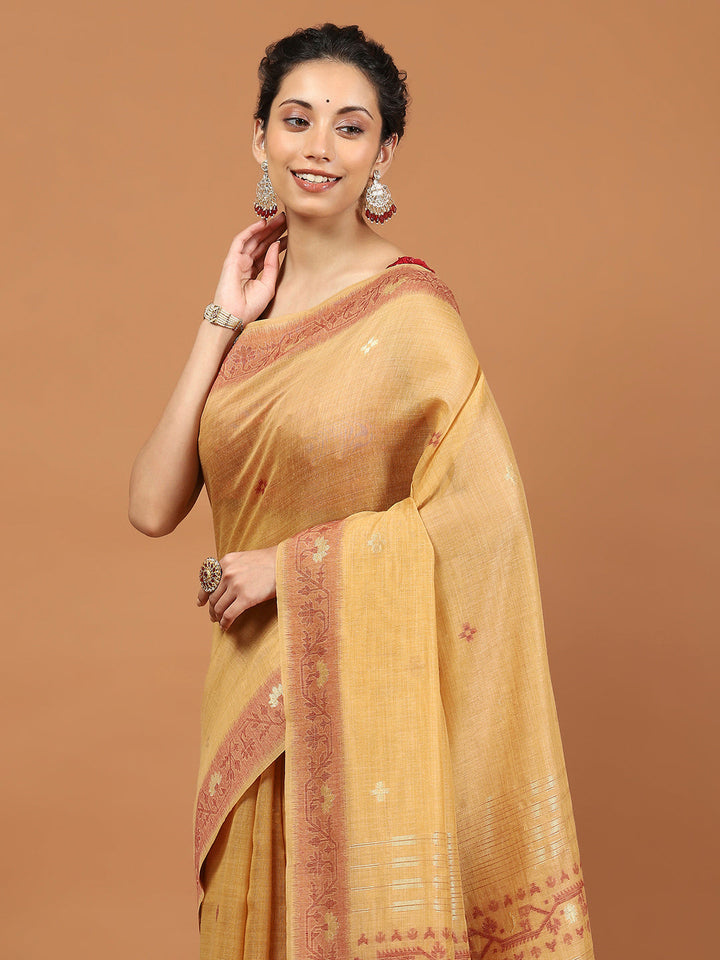 Woven Border Booti Art Silk Saree