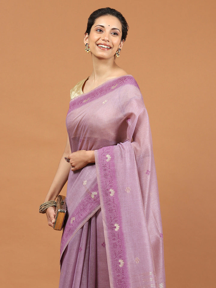 Woven Border Booti Art Silk Saree