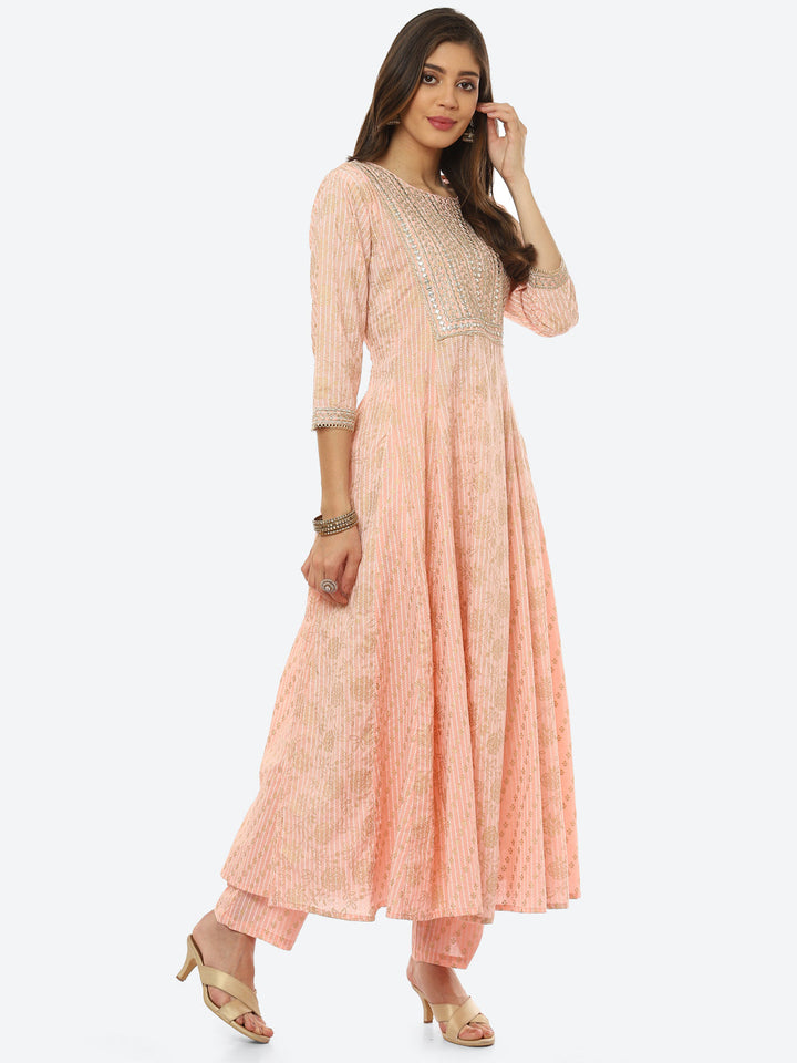Gota Work Cotton Kurta With Pant &amp; Dupatta