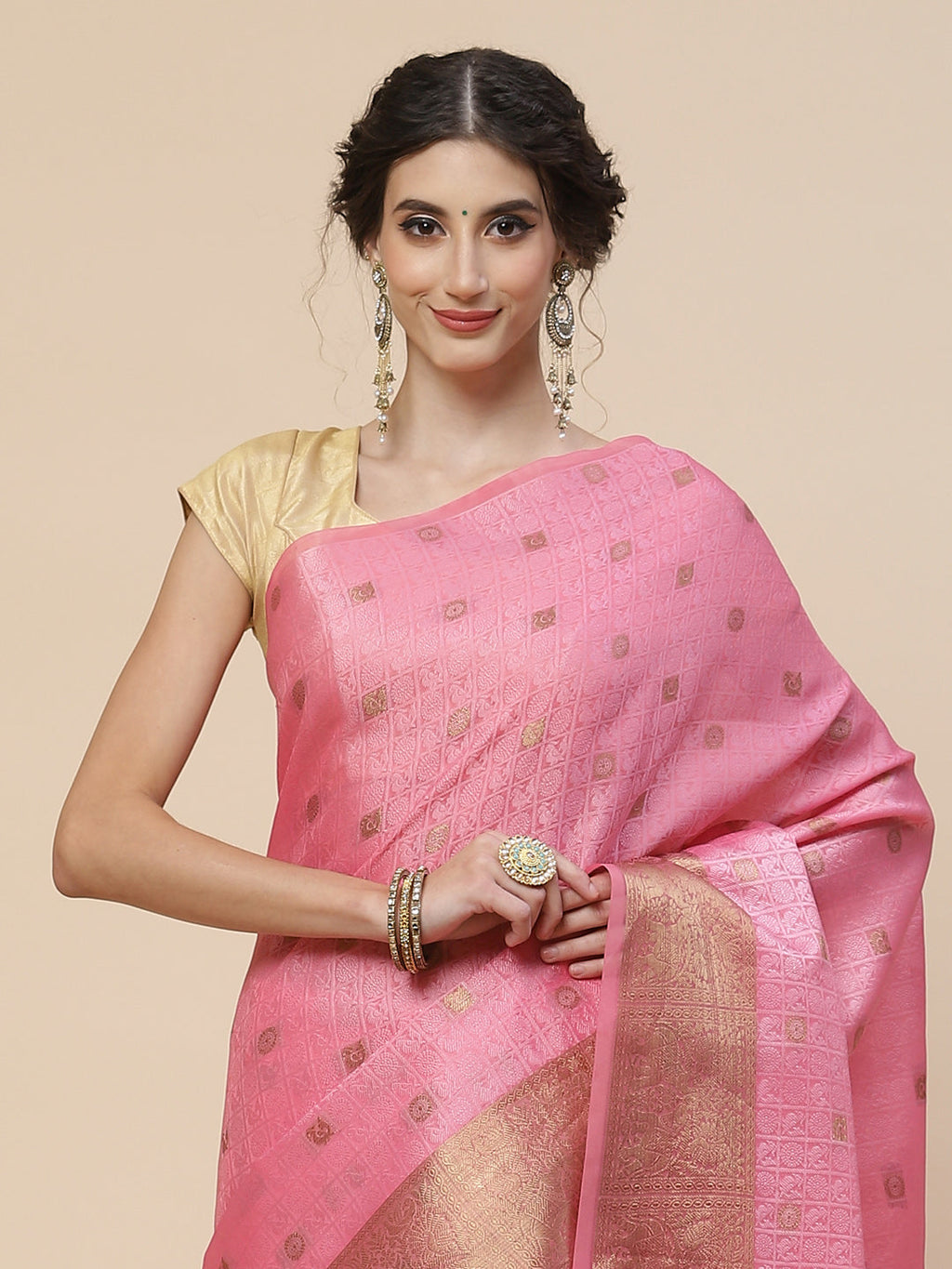 Resham Zari Border Cotton Woven Saree