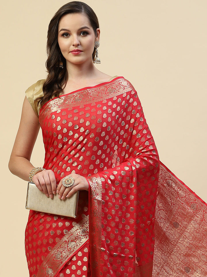 Antique Booti Georgette Plain Saree