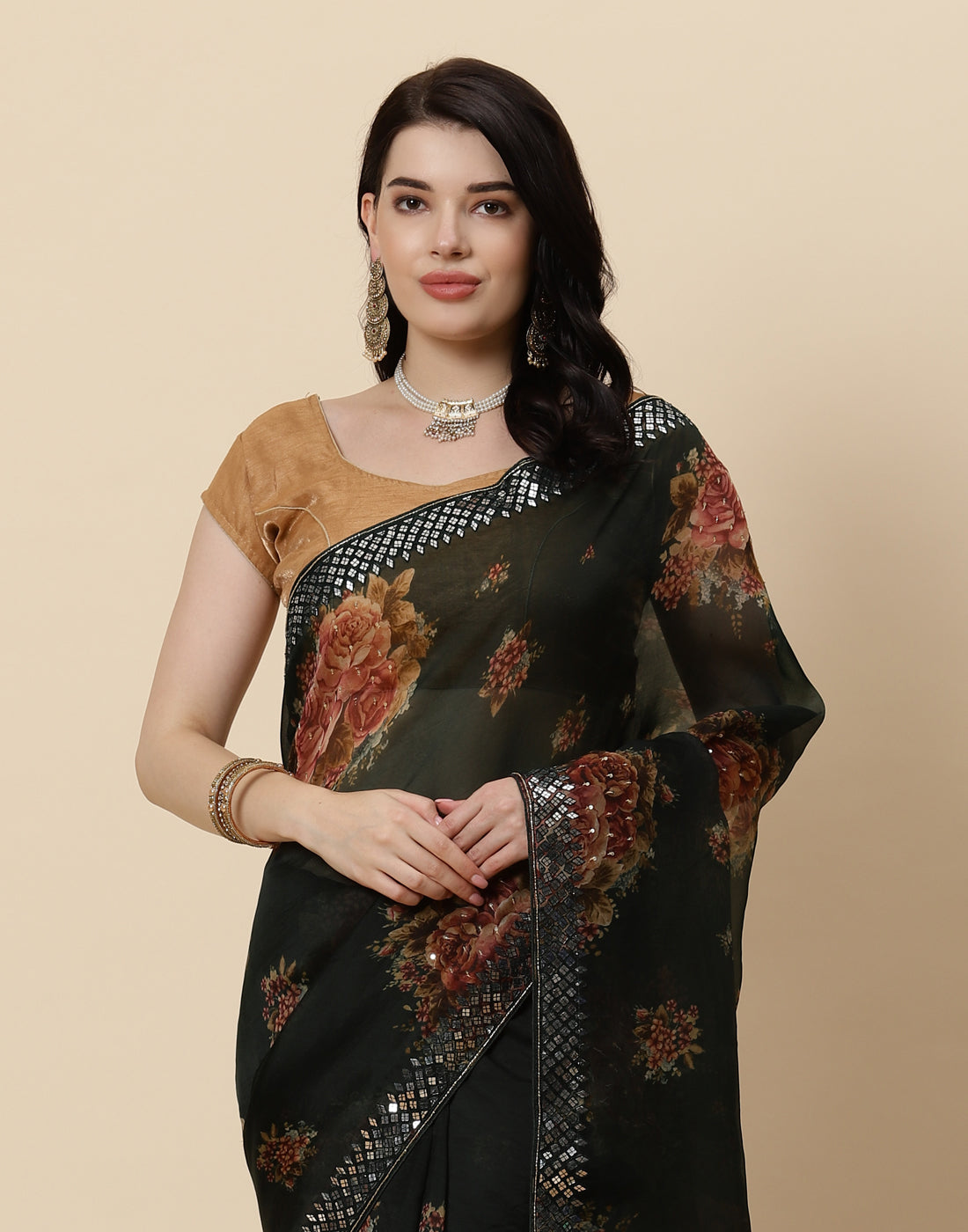 Printed Organza Kora Saree