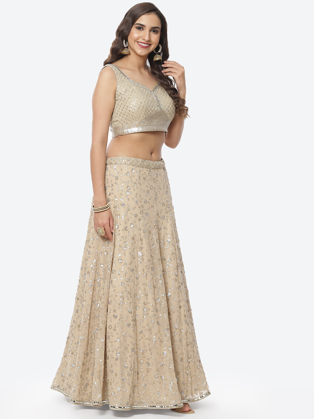 Embroidered Georgette Lehenga Choli With Net Dupatta