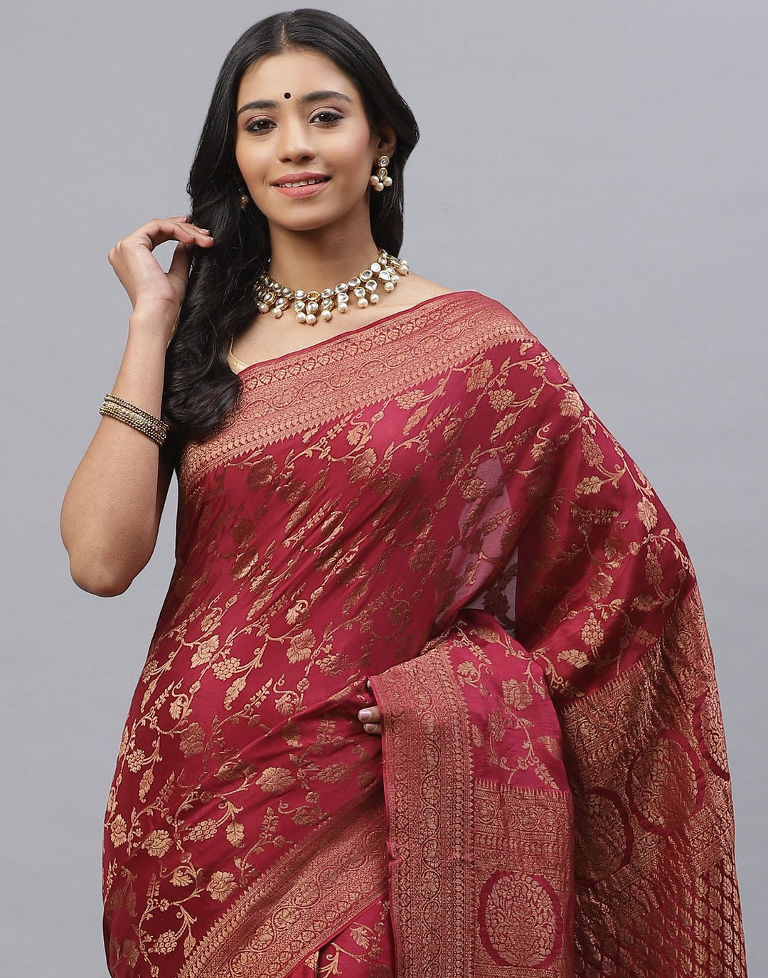 Antiq Zari Jaal Crepe Saree