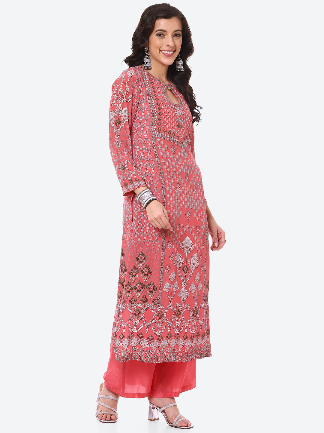 Digital Printed Crepe Kurta With Palazzo &amp; Georgette Dupatta
