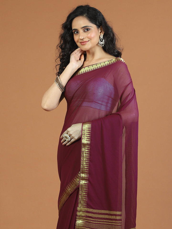 Zari Border Chiffon Woven Saree
