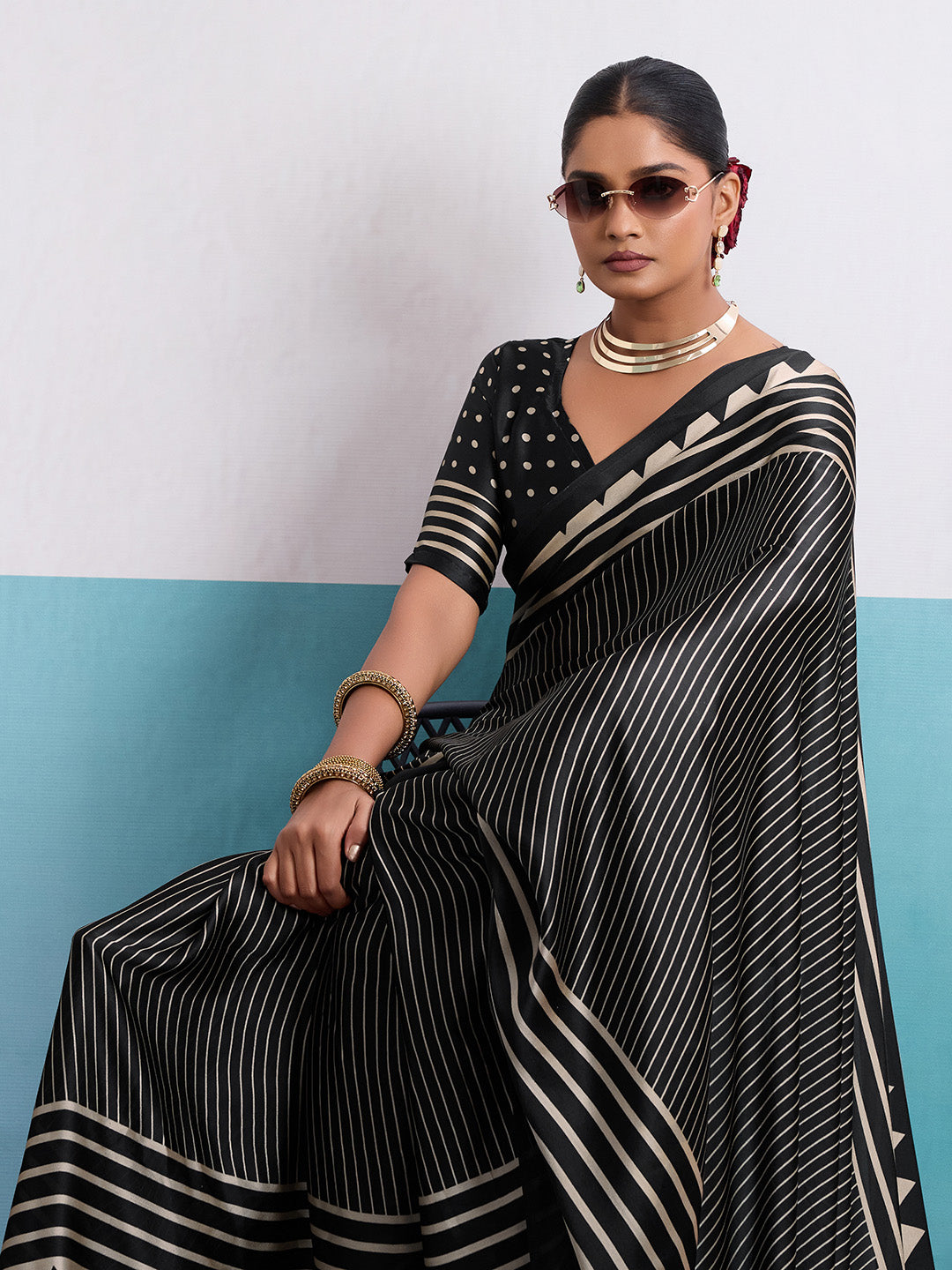 Printed Satin Saree