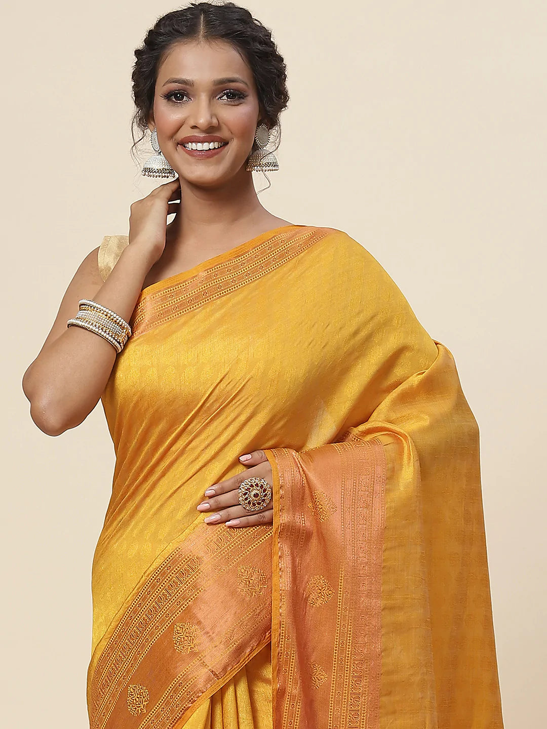Plain Zari Border Handloom Woven Saree