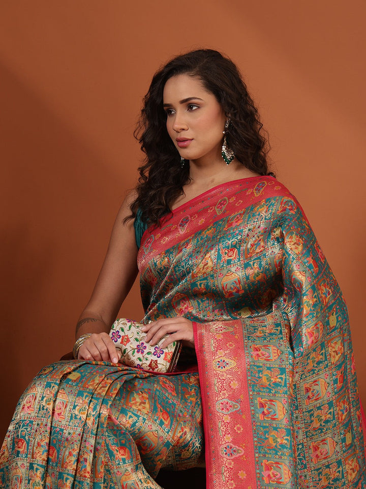 Woven Design Satin Saree