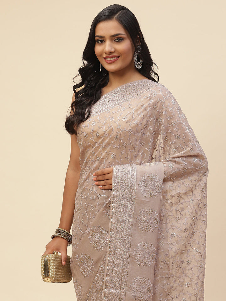 Resham Jaal Embroidered Organza Saree