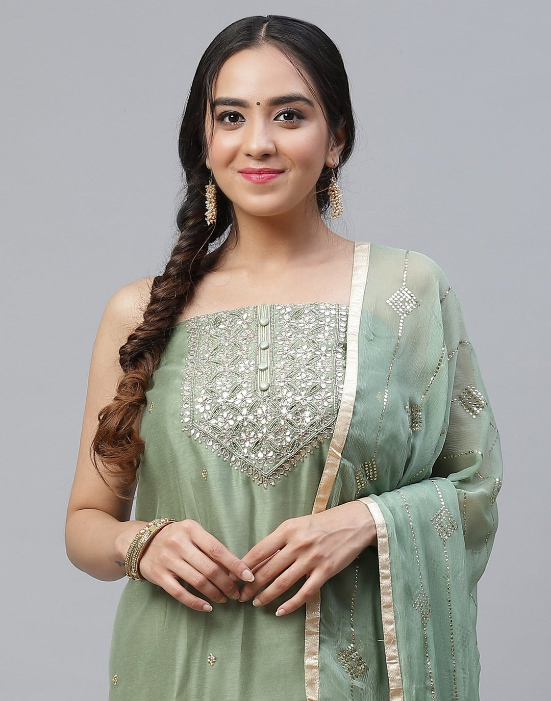 Chanderi Embroidered Suit Piece