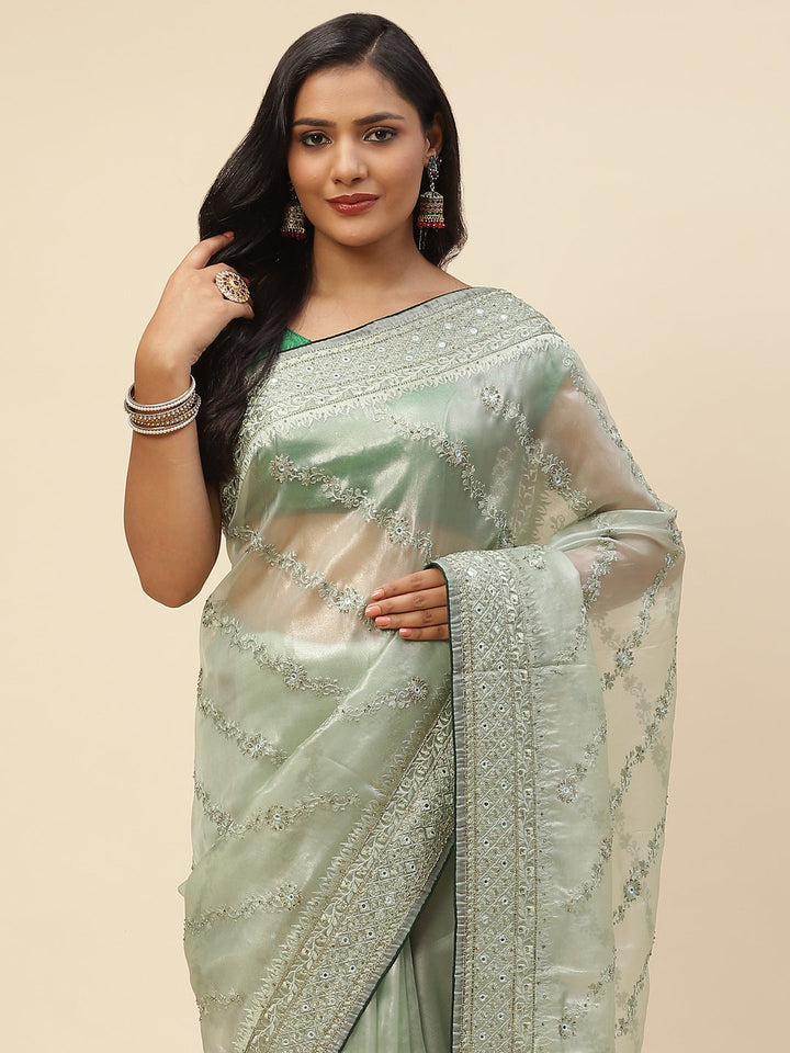 Cutdana Embroidered Organza Saree