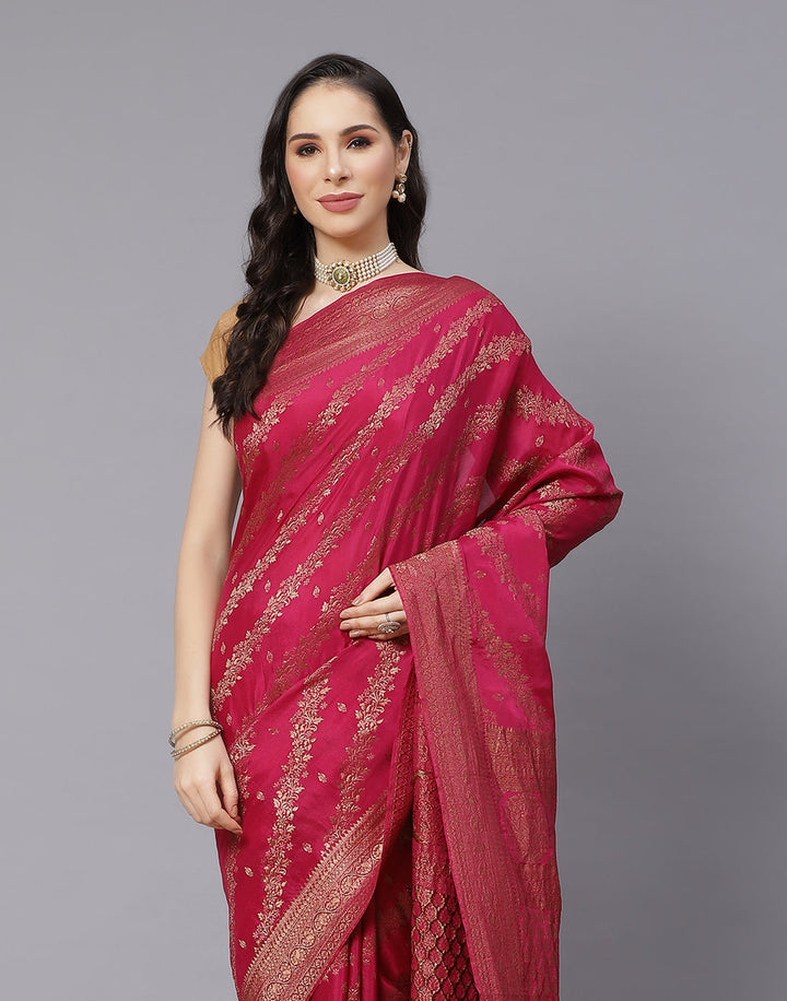 Beautiful Antique Zari Jaal Crepe Saree
