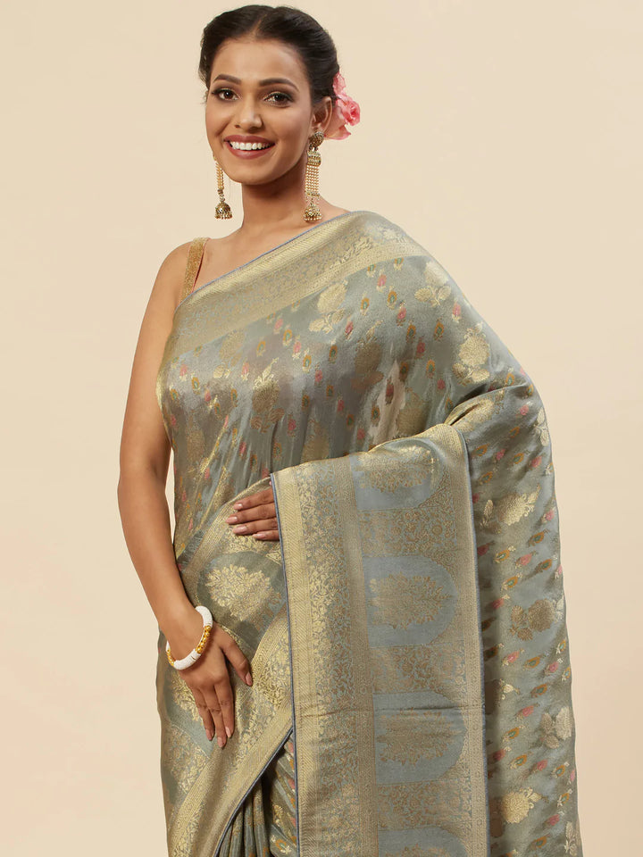 Zari Booti Organza Woven Saree