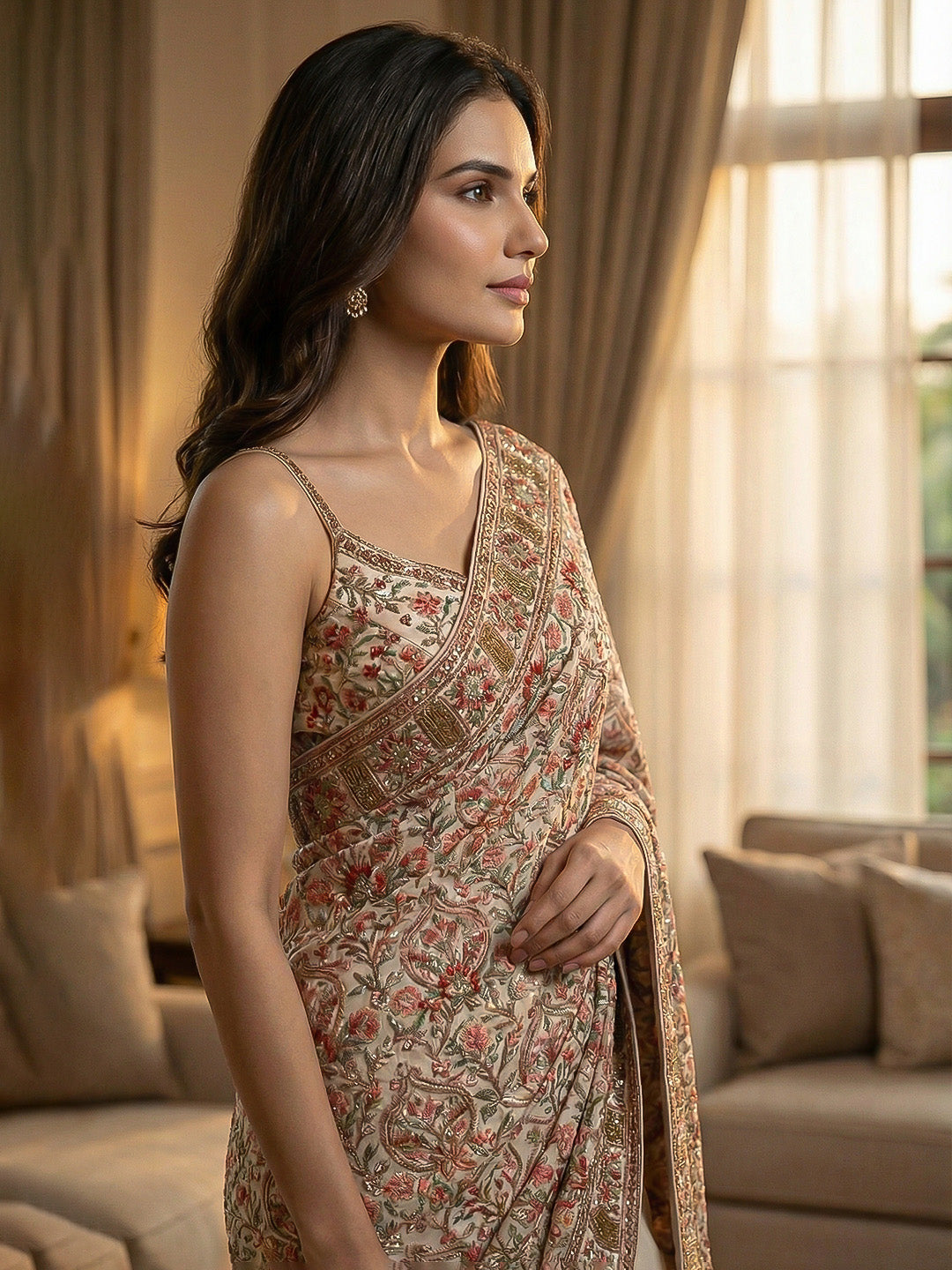 Embroidered Georgette Saree