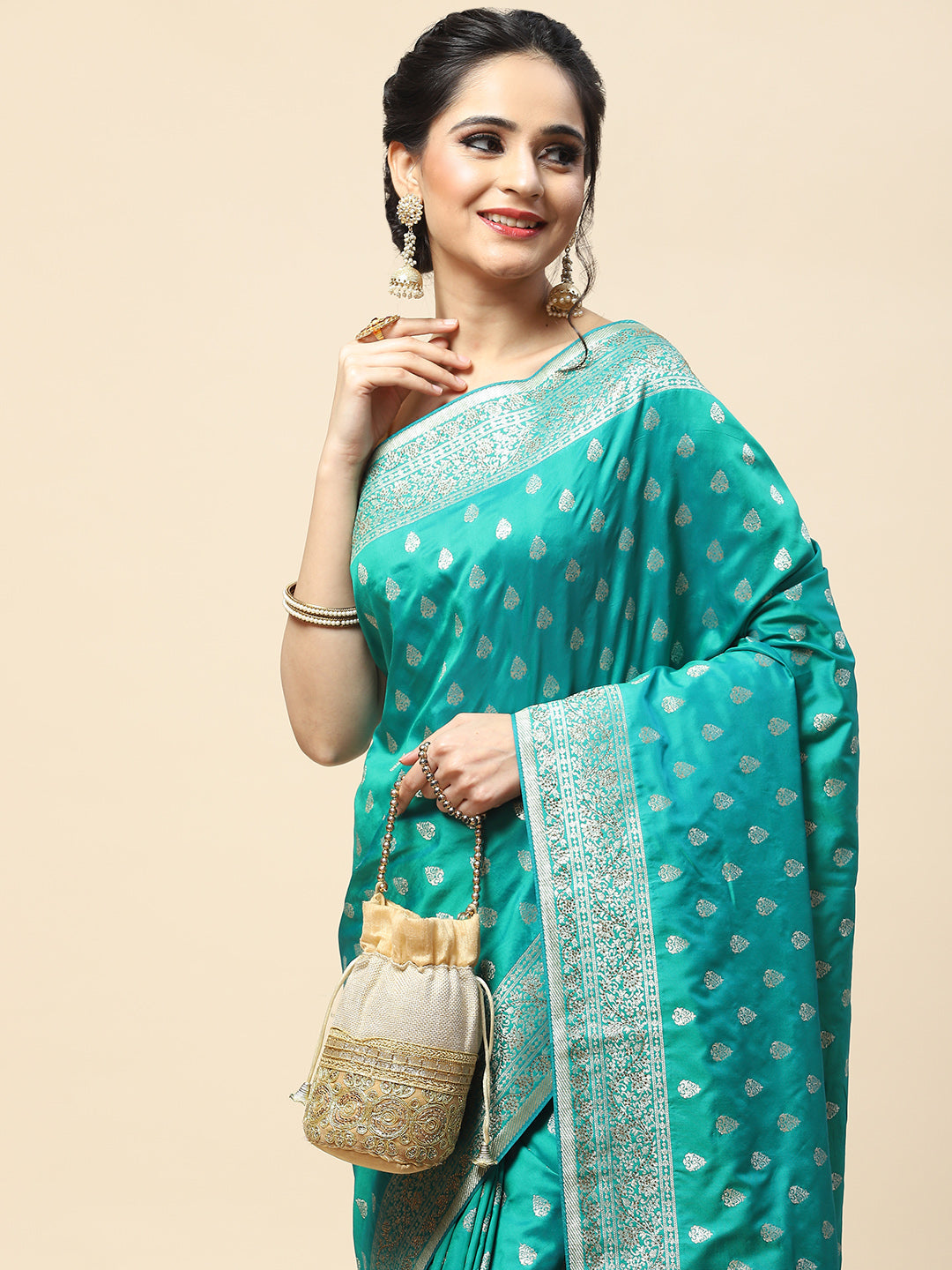 Swarovski Embroidered Banarasi Handloom Saree