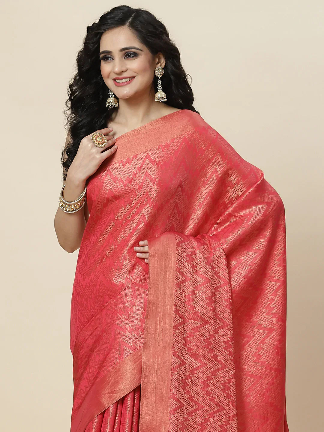Brocade Zari Jaal Handloom Woven Saree